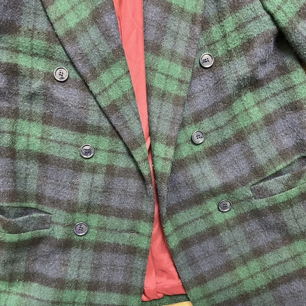 TALBOTS Wool Blend Blazer Women's 14 Plaid Double Breasted Pockets Lined Coat - Picture 6 of 9
